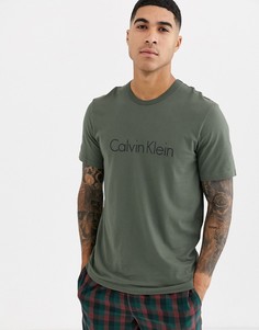 Футболка цвета хаки с круглым вырезом Calvin Klein