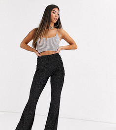 Бархатные блестящие брюки клеш Missguided Petite