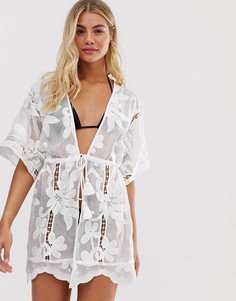 Белое пляжное кимоно Miss Selfridge