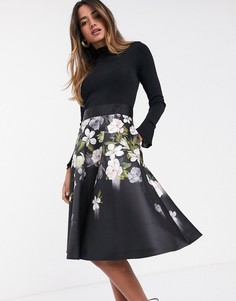 Приталенное платье миди с пышной юбкой и принтом Ted Baker Nerida
