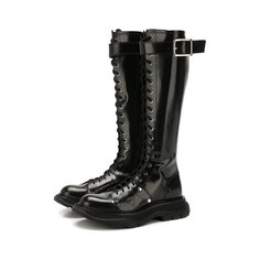Сапоги до колена Alexander McQueen Кожаные сапоги Alexander McQueen