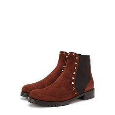 Замшевые ботинки Valentino Garavani Rockstud с внутренней отделкой из овчины Valentino