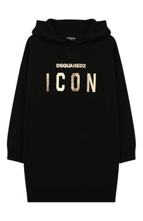 Хлопковое платье с капюшоном Dsquared2