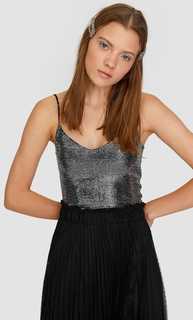 Укороченный топ из блестящей ткани Stradivarius