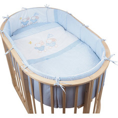 Комплект для овальной кроватки Pituso бязь НА ЛУЖАЙКЕ 6пр. Голубой ЛГ 610
