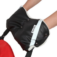 Муфта для коляски BamBola шерстяной мех+Экокожа Черная 253B