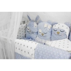 Комплект в кроватку By Twinz с игрушками Друзья голубой, 4 предм.