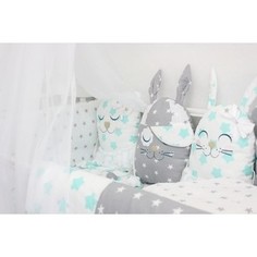 Комплект в кроватку By Twinz с игрушками Друзья мята, 4 предм.