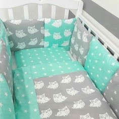 Комплект в кроватку By Twinz с игрушками 6 пр. Слоники мятные КПБ6-СЛОН-М