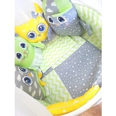 Комплект в кроватку By Twinz с игрушками Друзья-2 мятно-желтый, 4 предм.