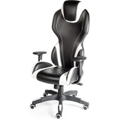 Кресло офисное NORDEN F1 черный пластик/черно-белая экокожа