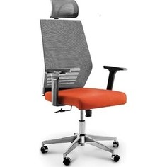 Кресло офисное NORDEN Престиж black/ черный пластик/серая сетка/оранжевая ткань
