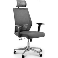 Кресло офисное NORDEN Престиж black/ черный пластик/серая сетка/серая ткань