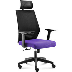 Кресло офисное NORDEN Престиж black/ черный пластик/черная скетка/фиолетовая ткань