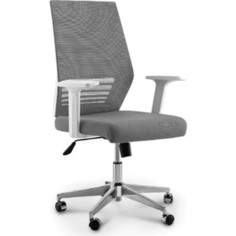 Кресло офисное NORDEN Престиж LB/ белый пластик/серая сетка/серая ткань