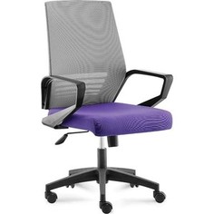 Кресло офисное NORDEN Эрго black LB/ черный пластик/серая серка/фиолетовая ткань (низкая ткань)