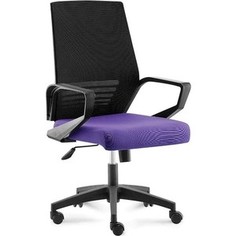 Кресло офисное NORDEN Эрго black LB/ черный пластик/черная серка/фиолетовая ткань (низкая спинка)