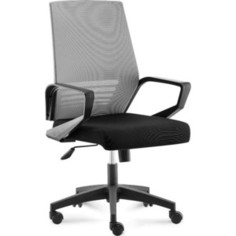 Кресло офисное NORDEN Эрго black LB/ черный пластик/серая сетка/черная ткань (черная ткань)