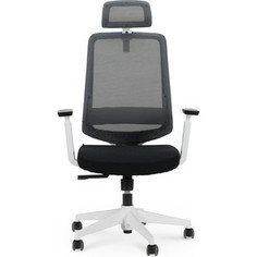 Кресло офисное NORDEN Лондон офис white plastic/ белый пластик/серая сетка/черная ткань