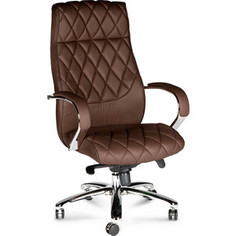 Кресло офисное NORDEN Бонд brown сталь + хром/темно- коричневая экокожа
