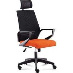 Кресло офисное NORDEN Эрго black/ черный пластик/черная сетка/оранжевая ткань