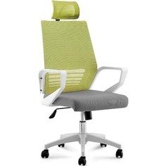 Кресло офисное NORDEN Эрго белый пластик/зеленая сетка/серая ткань