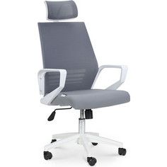 Кресло офисное NORDEN Эрго белый пластик/серая сетка/серая ткань