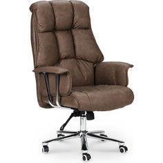 Кресло офисное NORDEN Президент сталь + хром/коричневая №320 экокожа