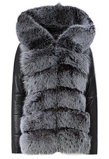 Куртка из натуральной кожи с отделкой мехом чернобурки Снежная Королева