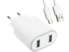 Зарядное устройство Liberty Project Classic Plus 2xUSB 2.4A + кабель MicroUSB White 0L-00043553