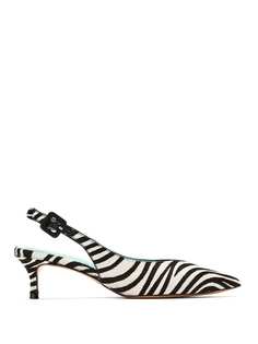 Blue Bird Shoes leather Zebra slingback pumps