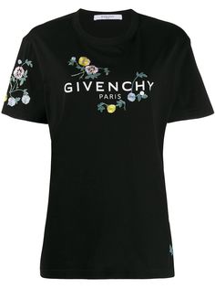 Givenchy футболка с цветочным принтом и логотипом