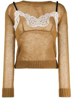 Nº21 трикотажный джемпер с кружевными вставками