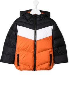 Paul Smith Junior пуховик с капюшоном в стиле колор-блок