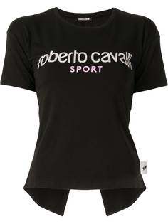 Roberto Cavalli футболка с логотипом и кристаллами