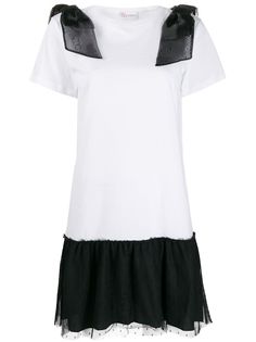 Red Valentino платье-футболка с кружевом