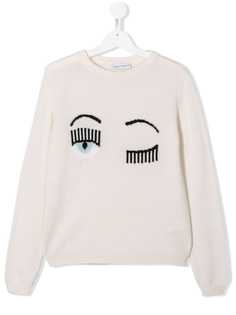Chiara Ferragni Kids толстовка с вышивкой Flirting