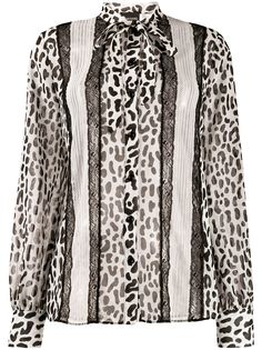 Ermanno Ermanno кружевная блузка с анималистичным принтом