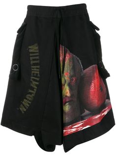 Bernhard Willhelm шорты оверсайз с графичным принтом