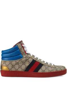 Gucci высокие кроссовки Ace с узором GG