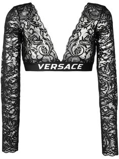 Versace укороченная кружевная футболка