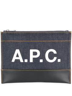 A.P.C. джинсовый клатч с принтом логотипа