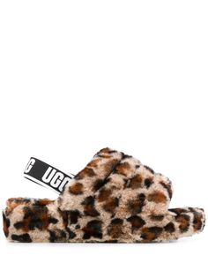 UGG шлепанцы Fluff Yeah с леопардовым принтом