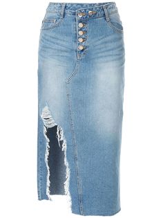 SJYP джинсовая юбка с прорванными деталями