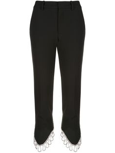 Area cropped embellished hem trousers