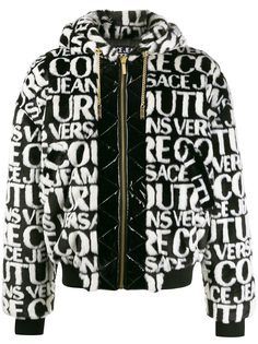Versace Jeans Couture бомбер с искусственным мехом и монограммой