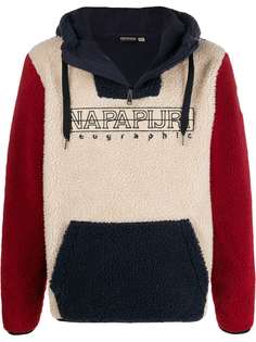 Napapijri logo colour block fleece hoodie