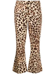 be blumarine cropped flared leopard print trousers