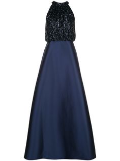 Sachin & Babi sequin top halter gown