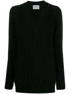 be blumarine V-neck cable knit sweater